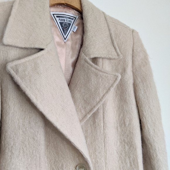 Vintage Jackets & Blazers - Vtg Beige Cream Mohair Wool Blazer Jacket Sz 4